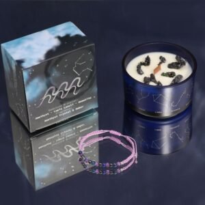 Aquarious Zodiac Crystal Candle