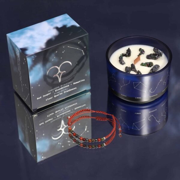 Aries Zodiac Crystal Candle
