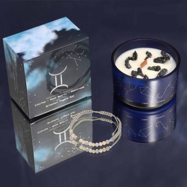 Gemini Zodiac Crystal Candle