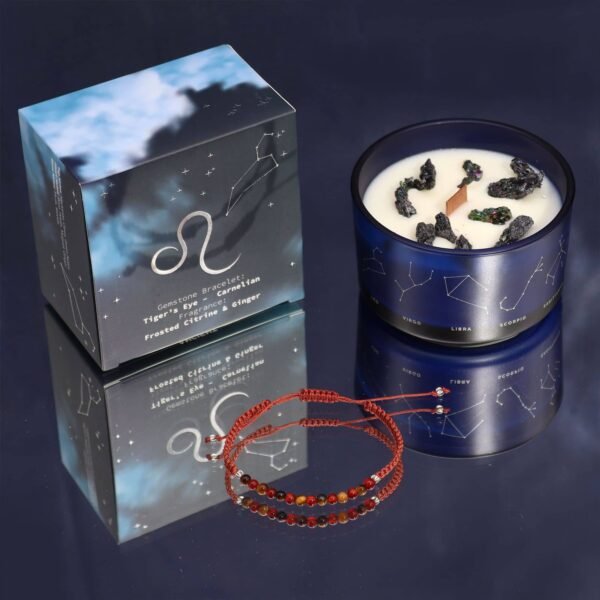 Leo Zodiac Crystal Candle