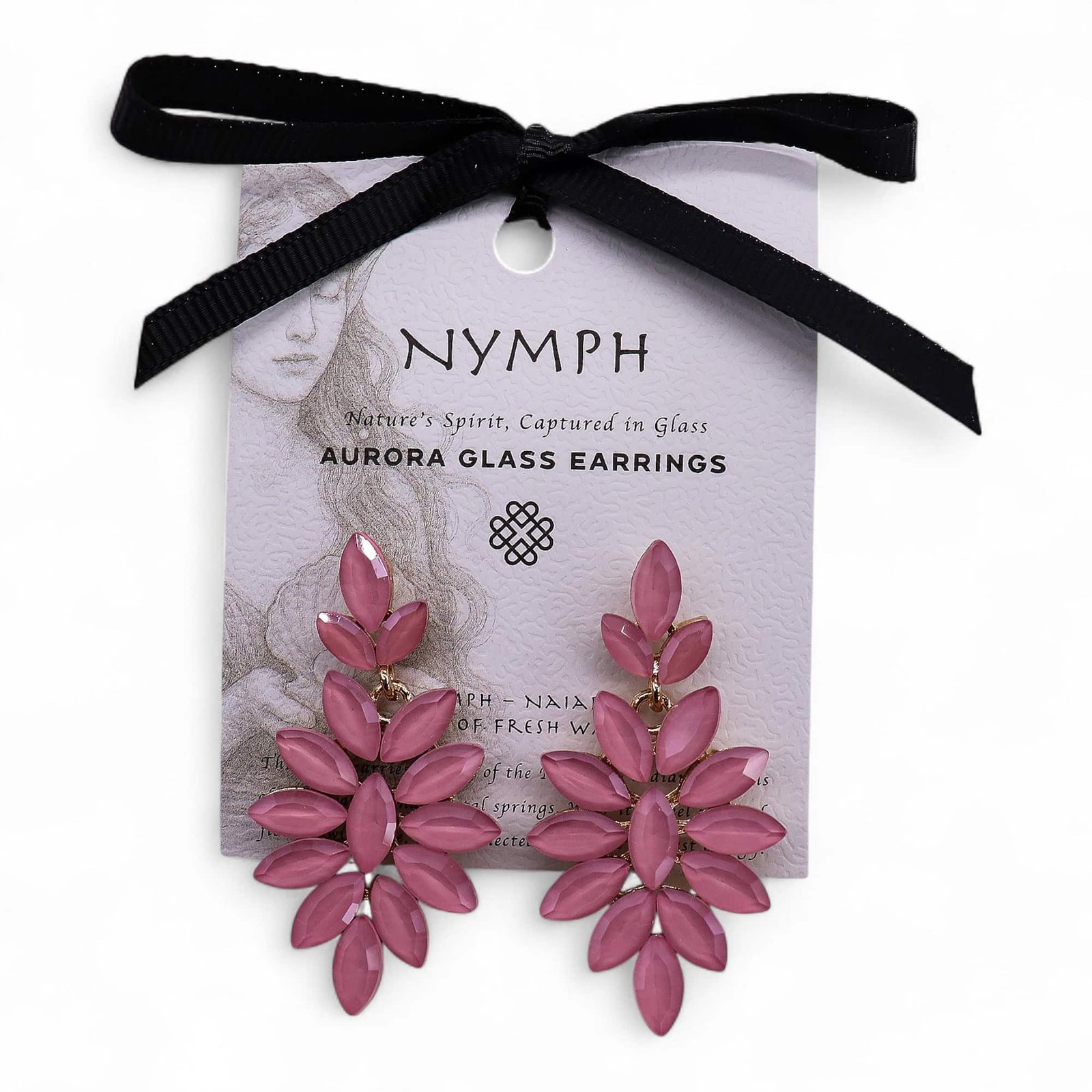Delicate pink Aurora glass earrings with leaf-shaped design, perfect for nature-inspired jewellery gifts from Sunshine Gifts.