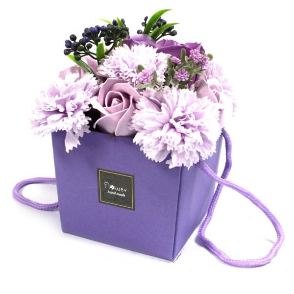 Lavender Roses & Carnations Gift Bag soap flowers