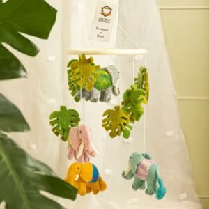 Felt mobile in nursery room