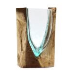 V-Shaped Glass Vase on Wood