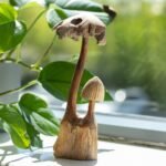 Twin Mushroom Wood Sculpture