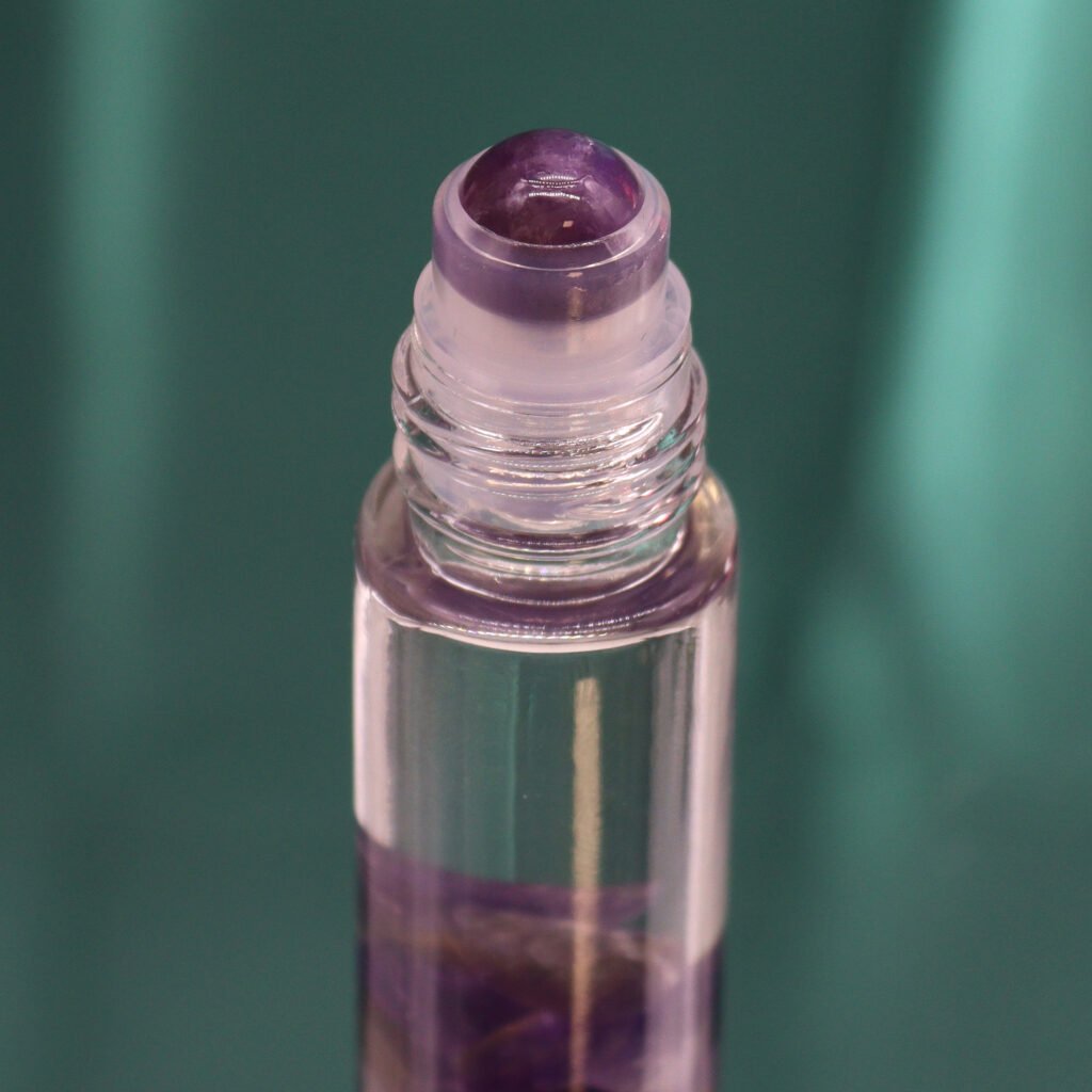 Close-up of the rollerball applicator on a Hop Hare aromatherapy roll-on